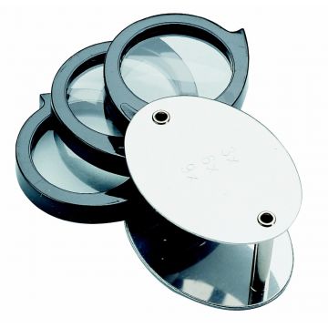 Ruční lupa se třemi čočkami SCHWEIZER TRIPLE – 3x, 6x, 9x 30 mm – Biconvex